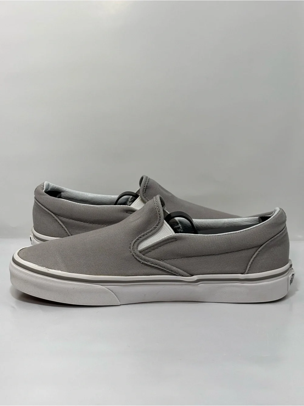 Vans Classic Slip on Gray Canvas Skate Shoe Low Top Unisex M5.5 W7 Grey/White
